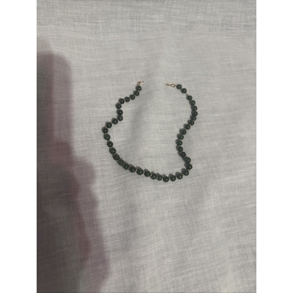 15" Jade Stone Beaded Necklace with and 14-karat 43 Gold Beads